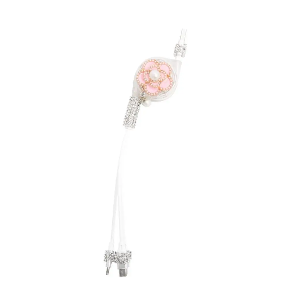 Rhinestone 3 in 1 Car Charger 3 in 1 Car Charger 3 in1 USB Charger Cable Cute Retractable 3 in1 Fast Charger Cord Car