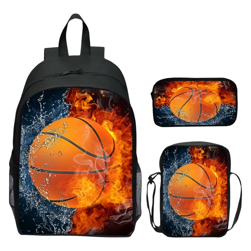 3pcs/set Digital Printed Printed Basketball Womens Backpacks Kids School Backpack for Girls Schoolbag Mens Shoulder Bag