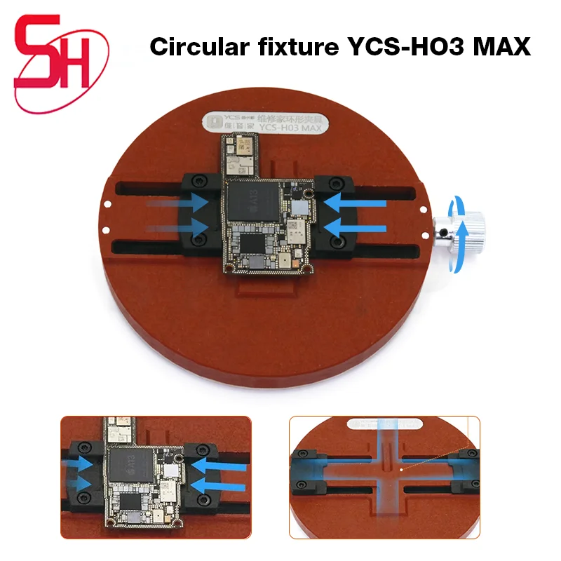 YCS H03 MAX Universal Mobile Phone PCB Circular Fixture Motherboard Soldering BGA CPU IC Chip Mini Glue Tin Removal Repair Clamp