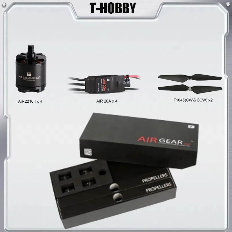 

T-HOBBY/T-MOTOR Air Gear 450 II 4PCS 2216 AIR2216 KV920 Motor Air 20A ESC T1045 Props propeller for RC Beginners Edu Drone Show