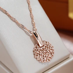 JULYDREAM Vintage Texture 585 Rose Gold Color Geometric Pendant Necklaces Women Elegant Wave Chain Jewelry Fashion Accessories