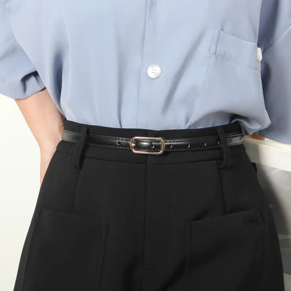 حزام خصر نسائي من الجلد المقلد حزام خصر رفيع قابل للتعديل من الجلد المقلد حزام خصر نسائي لفساتين علوية رفيعة بلون سادة