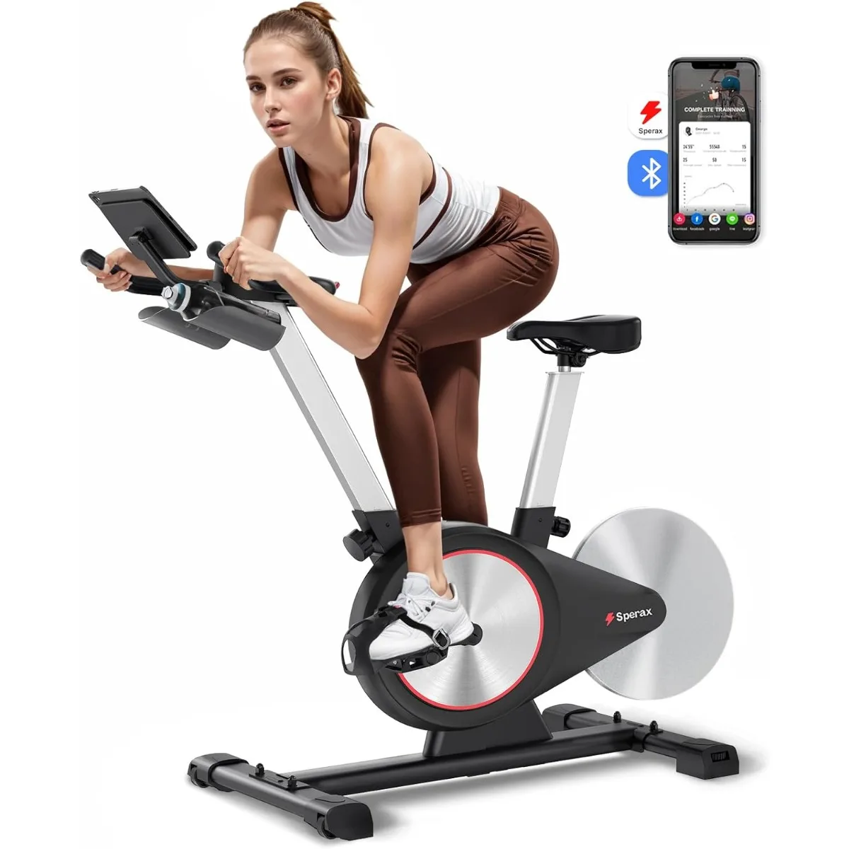 

Sperax Exercise Bike,Stationary Bikes for Home with Exclusive App,Magnetic Exercise Bike with Comfortable Seat Cushion