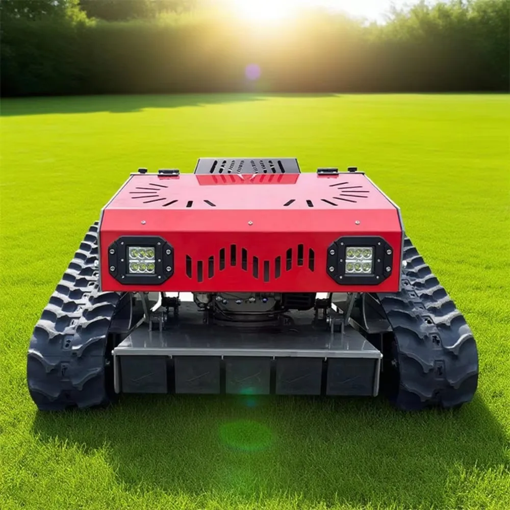 29in Cutting Width Industrial Grade 4-Stroke Petrol Powered Remote Control Small Crawler Lawn Mower for Orchard & Home Garden
