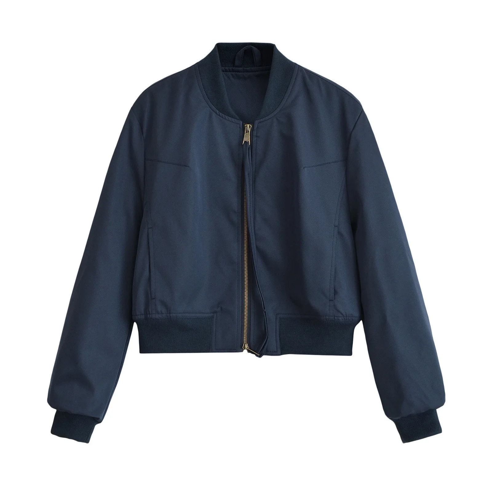 بدلة بيسبول فضفاضة ذات سحاب مزدوج على الطراز الأمريكي للنساء برقبة دائرية وقميص رائع لخريف الموضة