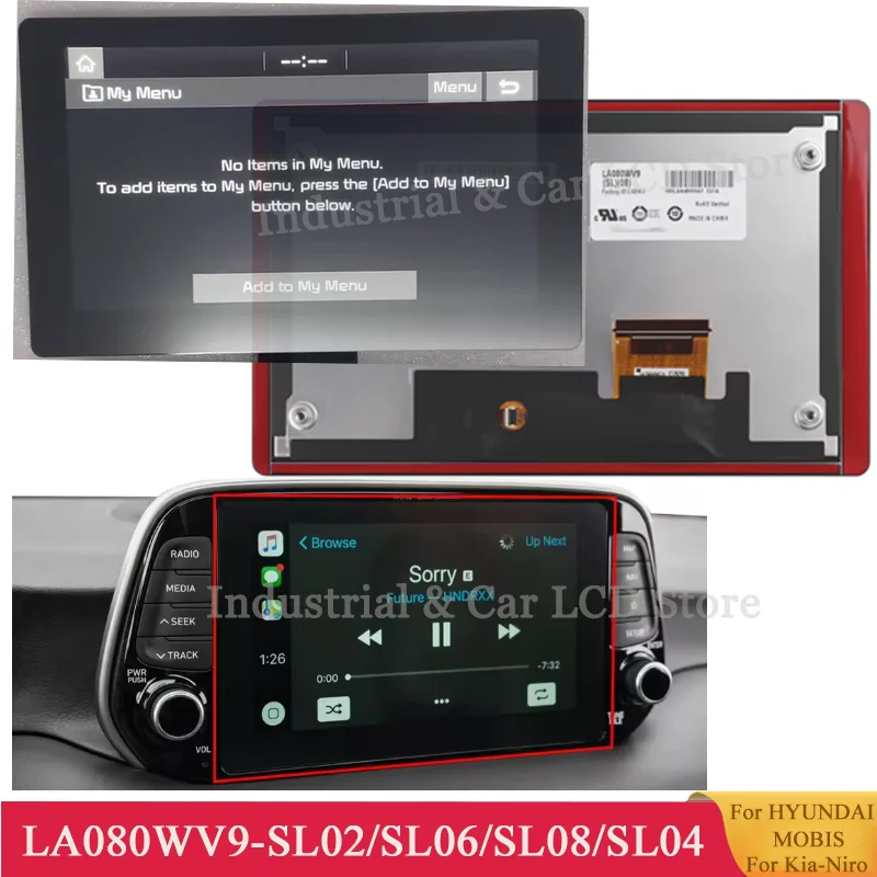 New 8 Inch LA080WV9-SL02 LA080WV9-SL08 SL06 SL04 96560-S2301UAY 96160G5770 96160 S870 LCD With Touch Screen For Hyun-dai SantaFE