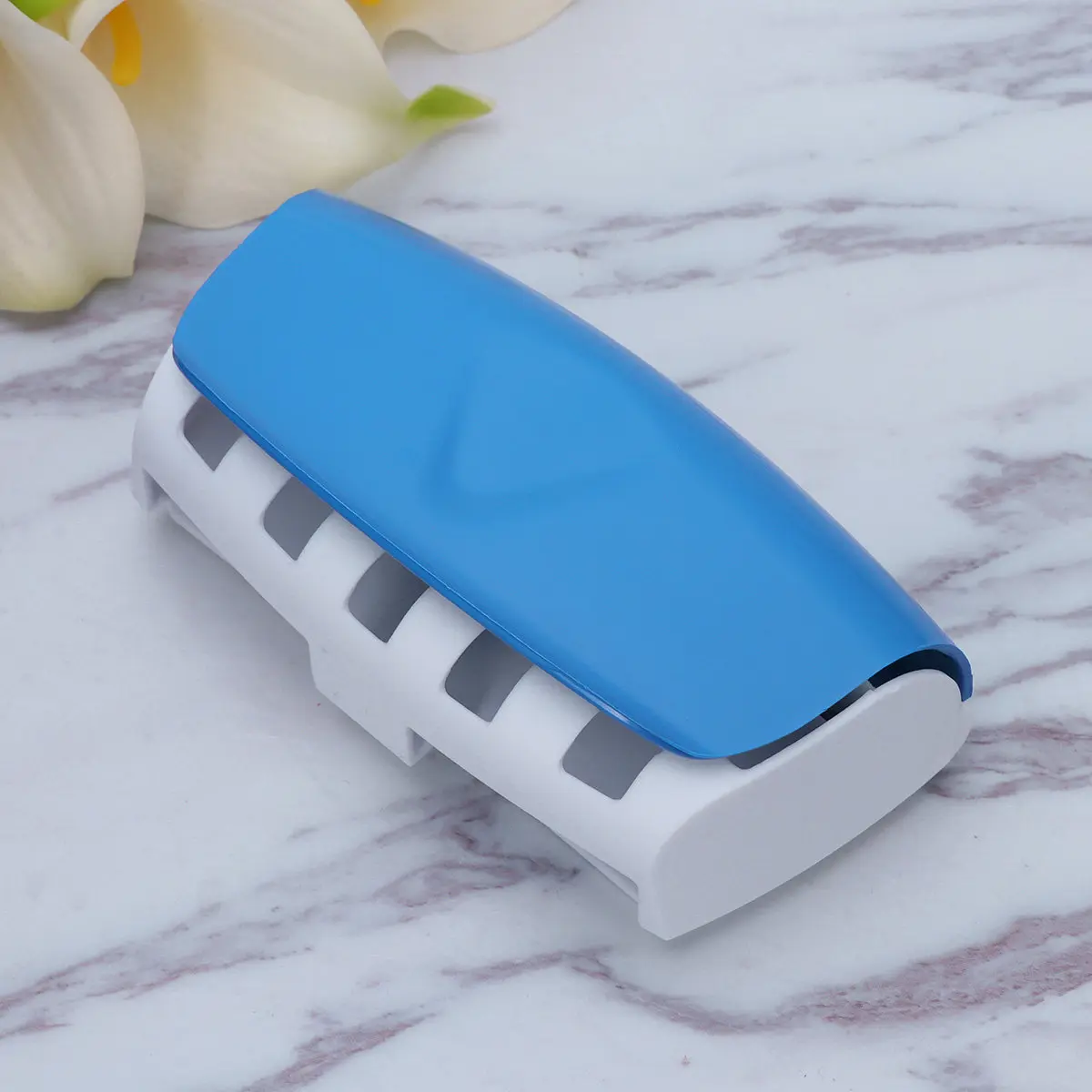 Neutral Blue Toothpaste Dispenser Set Automatic Toothpaste Squeezer Toothbrush Holder Bathroom Use Economy Pump Non Moldy 5