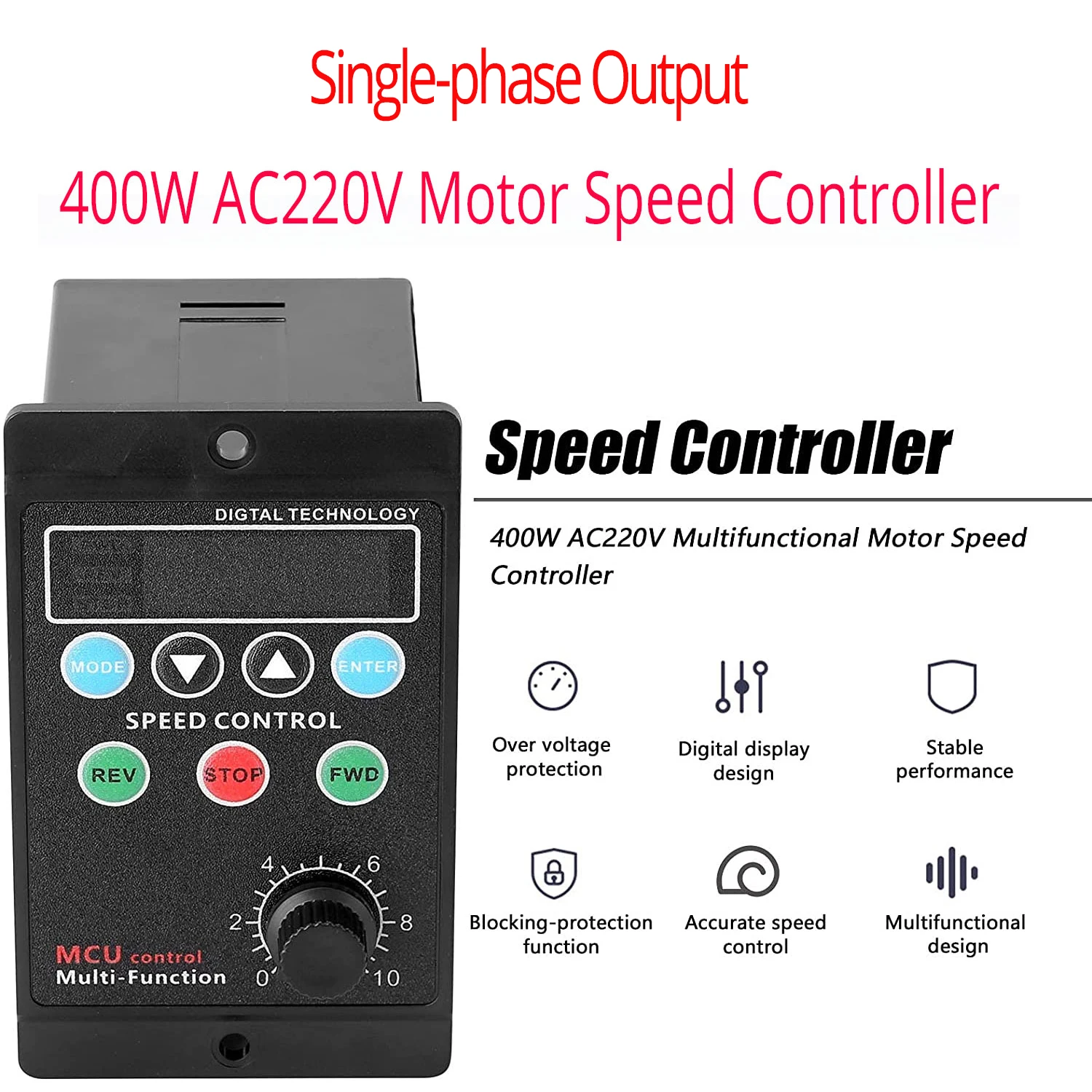 400W AC220V Wielofunkcyjny regulator prędkości silnika Regulator prędkości silnika do przodu i do tyłu
