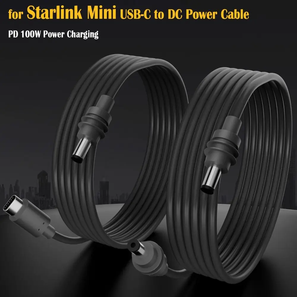 PD 100W USB C to DC Power Cable 20V 5A Waterproof Adapter Cable 18AWG 2M/5M/10M Type-C to 5521 Charging Cord for Starlink Mini