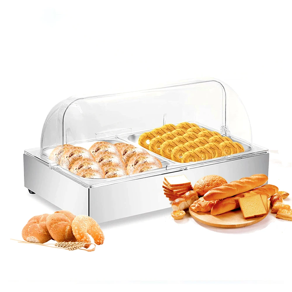 Display Show Food Fresh Keeper 1/1 Gn Pan Rectangular con Pc, cubierta de plástico enrollable para fruta, cubierta para alimentos, cubierta para pan y pastel