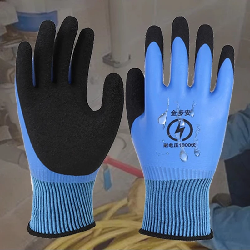 

1 Pair Blue Electrician Insulating Gloves High Elasticity 1000V Withstanding Voltage Safety Protective Gloves for Electrical Wor
