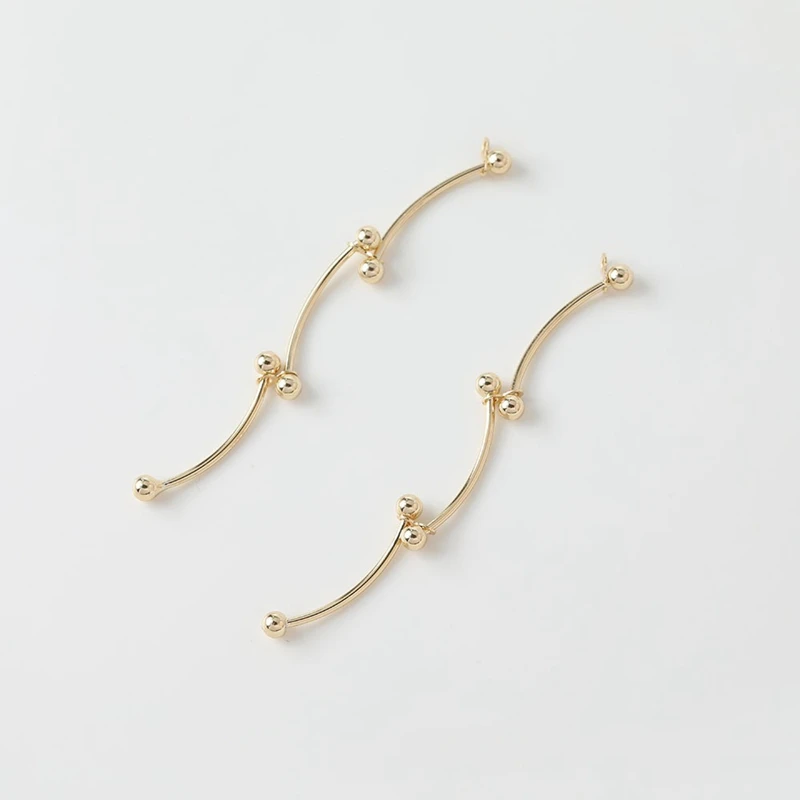 2 قطعة 14K الذهب منحني موجة سلسلة قلادة أقراط ربط المجوهرات DIY بها بنفسك صنع لوازم المواد الملحقات #6