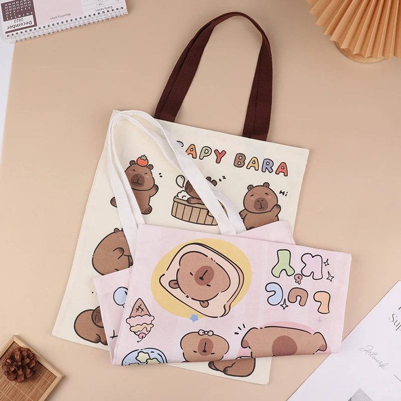 Animal Capibara Pattern Tote Bag Fashion Cartoon Shopping Bag