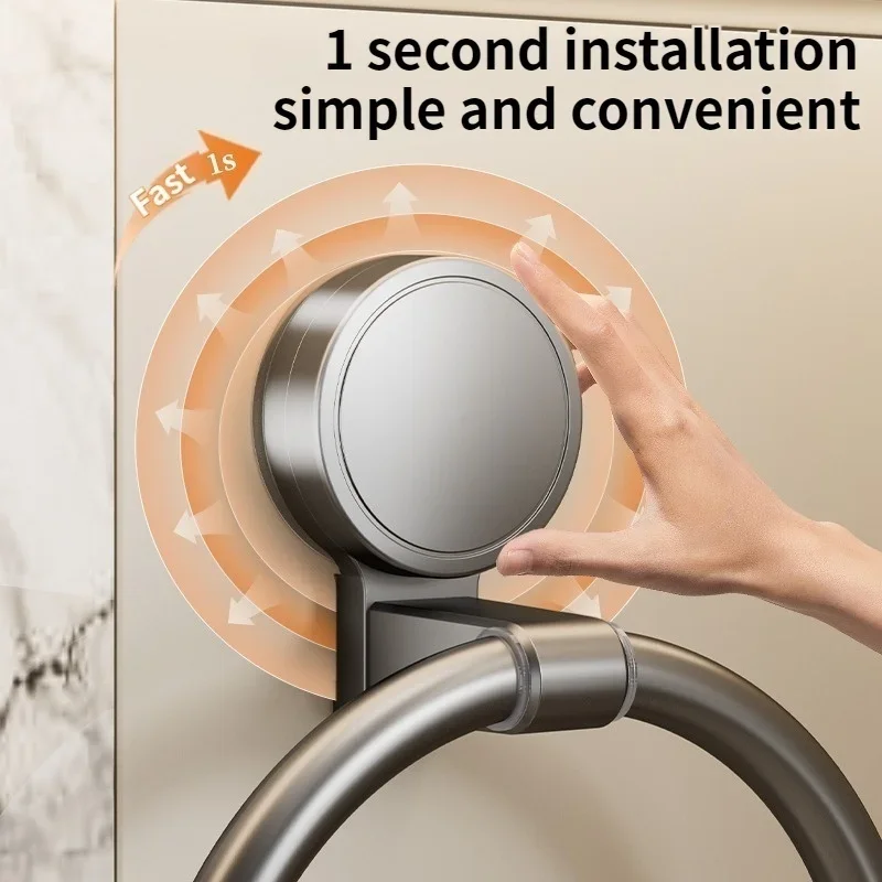 Suction Towel Rack Waterproof Rotatable for Bathroom Hand Towel Ring Sink Wall-Mounted Strong Hold Bathroom Organizer