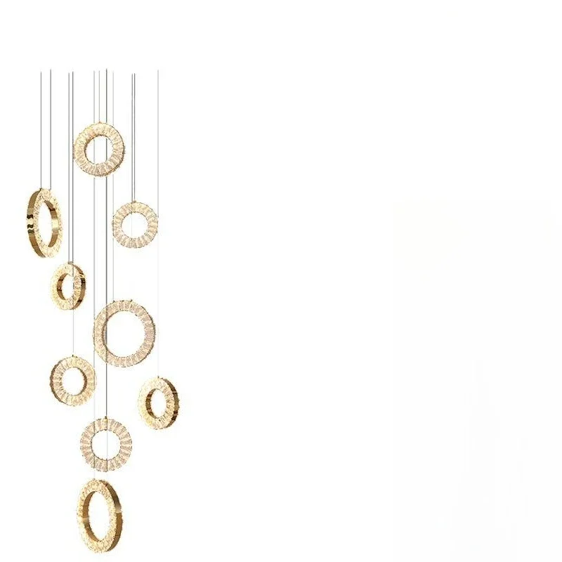 

Duplex floor empty living room lamp villa rotating duplex crystal ring simple sales department loft floor chandelier