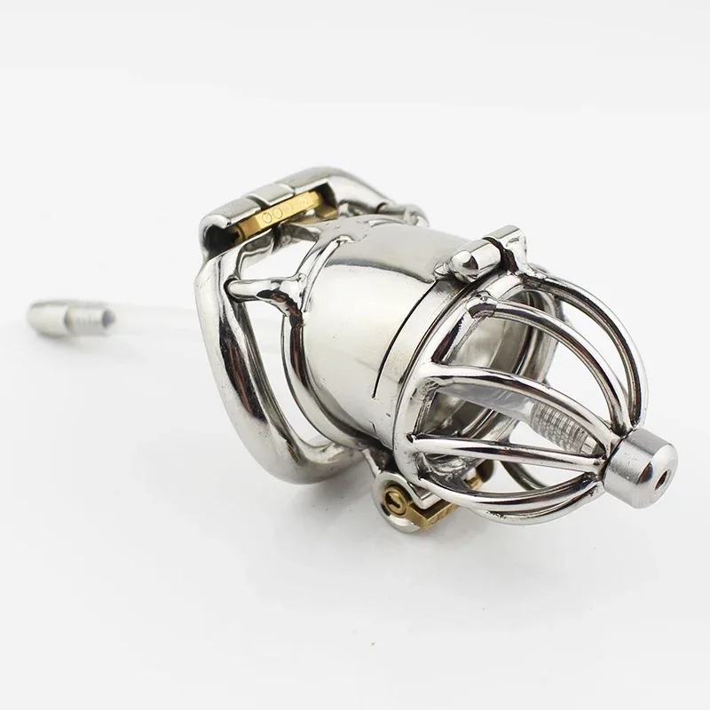 Male Chastity Cage Metal Penis Locked In Chastity Belt Device Men Cock Cage Urethral Stretcher Catheter Sex Toys Adult Toys Men