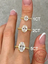 925 Sterling Silve Zirconia 1-4.5CT Gorgeous Shiny Oval Stone Ring For Women Engagement Wedding Luxury High Quality Fine Jewelry