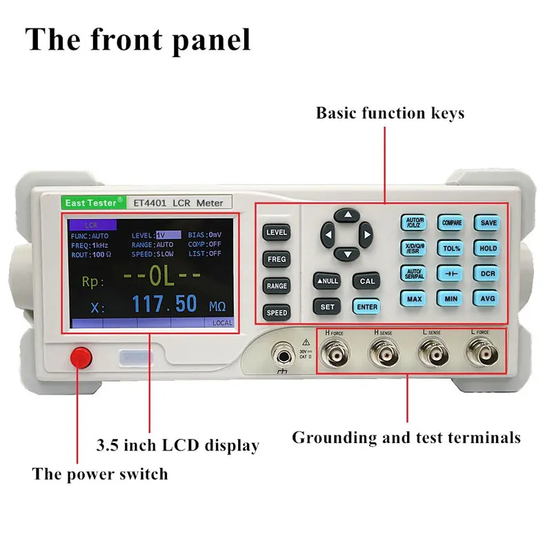 East Tester LCR Meter 10Hz ~ 100kHz Brandwidth DC resistenza strumenti di capacità elettrolitica LCR Digital Bridge precisione di base 0.1%