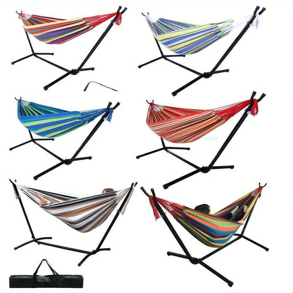 9ft Outdoor Swing Chair Double Hammock with Steel Stand Camping Bed