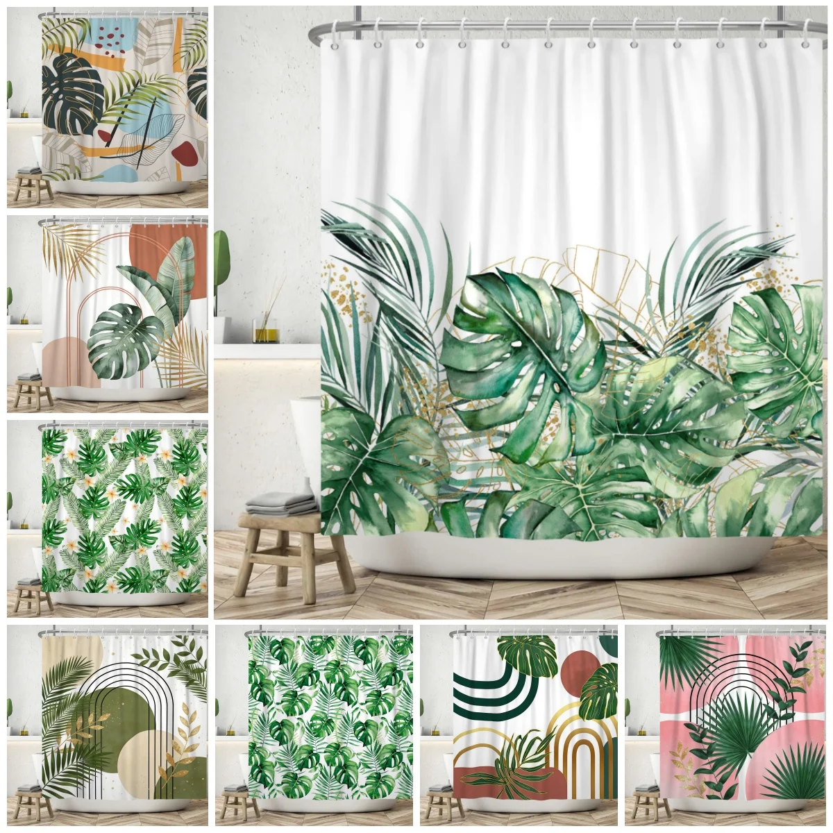 Customize Shower Curtain for Bathroom Custom Any Images Text Logo Waterproof Fabric Boho Bathtub Bathroom Curtain With Hooks