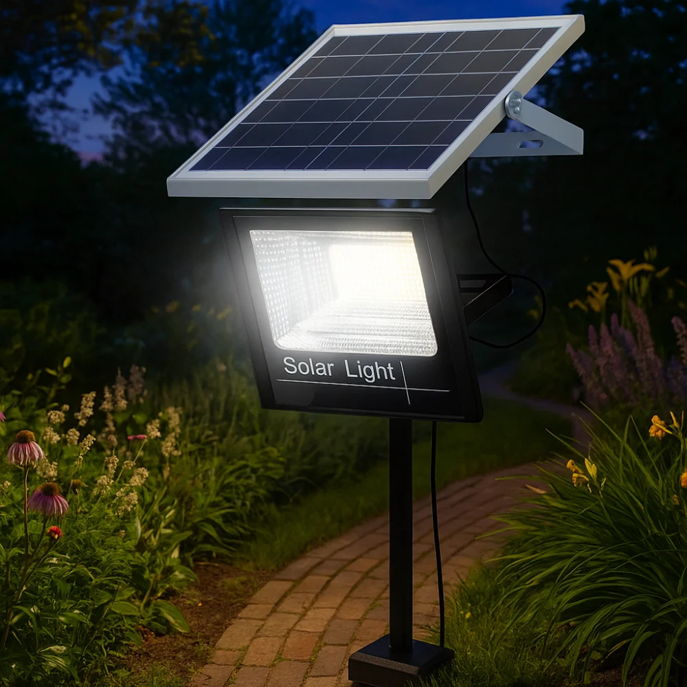 100W LED Solar Light Waterproof with Remote Control Solar Reflector Spotlight High Brightness Intelligent Light Garden Street