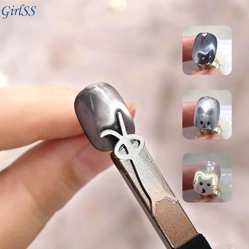 القطط العين مسمار المغناطيس لمسمار الفن القطط العين جل طلاء الأظافر المغناطيس مسمار الفن أداة T4MB