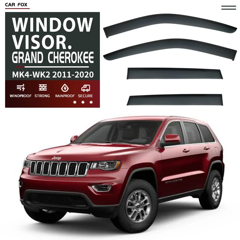 

4 шт. для JEEP GRAND CHEROKEE WK2 2011-2020: Дефлекторы окон, ветровики, защита от дождя и солнца, аксессуары для боковых окон автомобиля