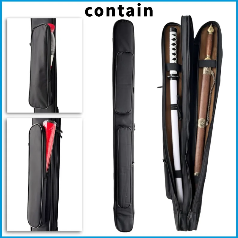 Tai Chi Sword Bag Martial Art Case 39in 1 Meter Equipment Bag Hold 2 Sword Sturdy Nylon Waterproof Weapons Case Durable Zipper