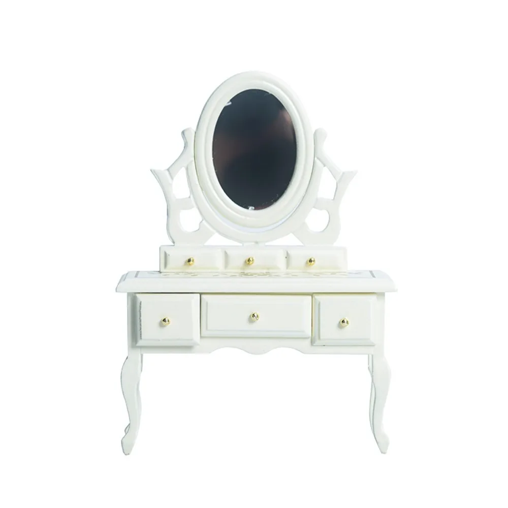 

Creative 1:12 Doll Dresser Wood Multicolor Dollhouse Furniture Dolls Accessories Scene Model Miniature Dressing Mirror Toy