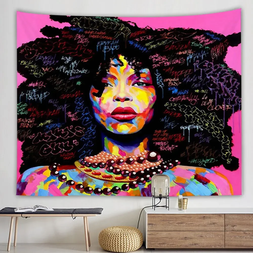 Afro Beauty Hanging Cloth Home Decor Tapestry Living Room Wall Hanging Bedroom Bedside Tapestries Backdrop Ceiling Table Cloth