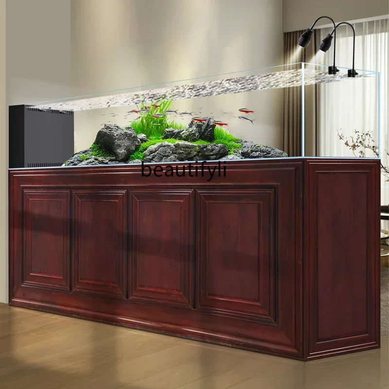 A53 New Chinese ultra-white glass stream tank large living room ecological bottom filter landscaping stream fish tank
