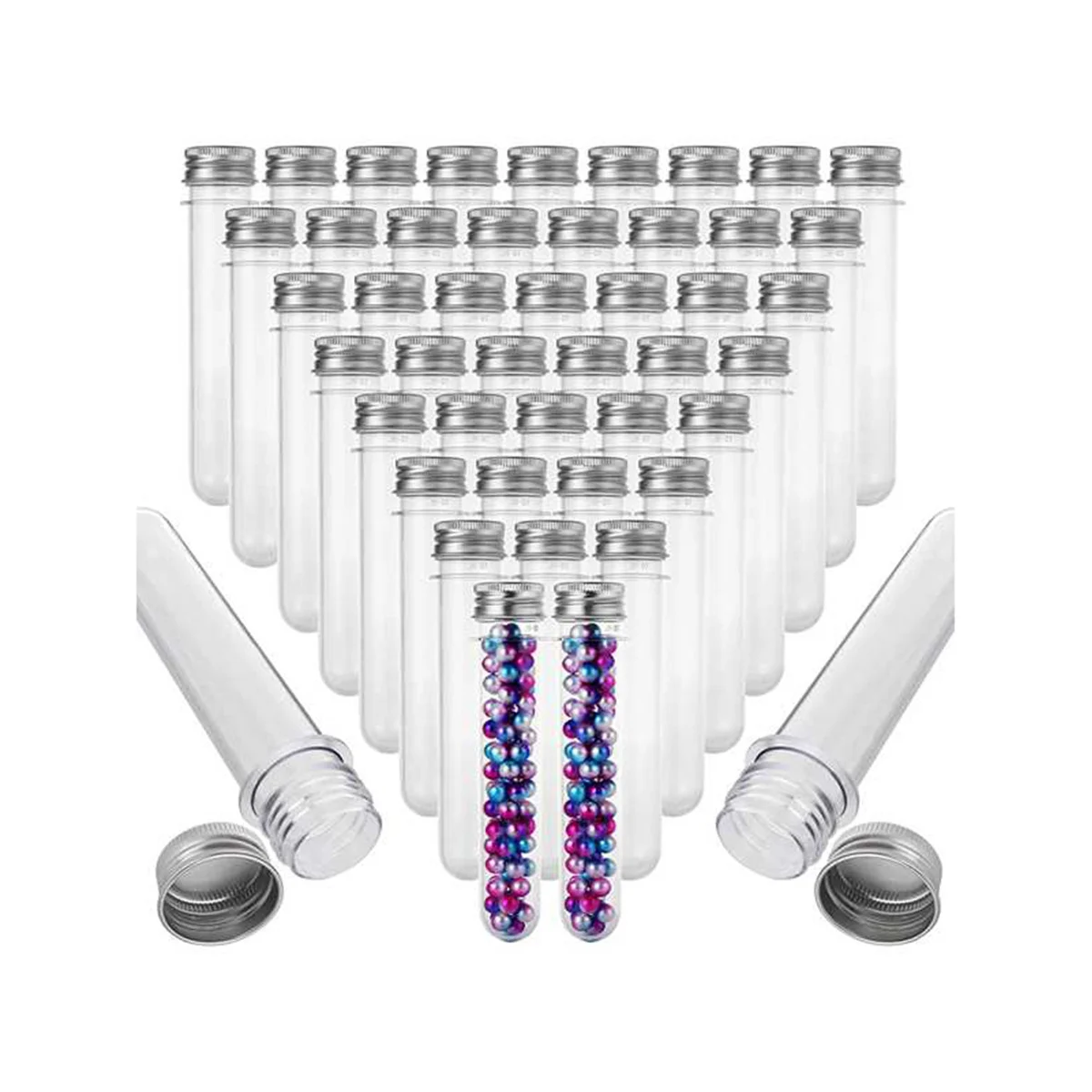 50 Pcs 45Ml Clear Plastic Test Tubes, Tube for Sample, for Scientific Experiments Party Decorate the House Candy Storage