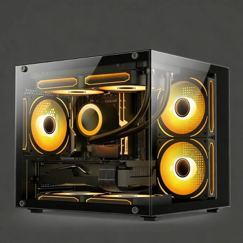 Mini Gaming PC Case with Transparent Side Panel