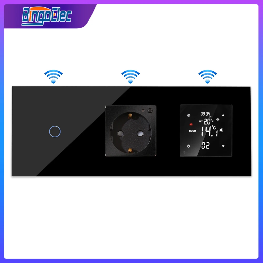 Bingoelec Tuya Wifi Termostato Inteligente e Interruptor da ue wi fi Soquete App Controle de Temperatura Remoto Tomada Elétrica Alexa Tuya