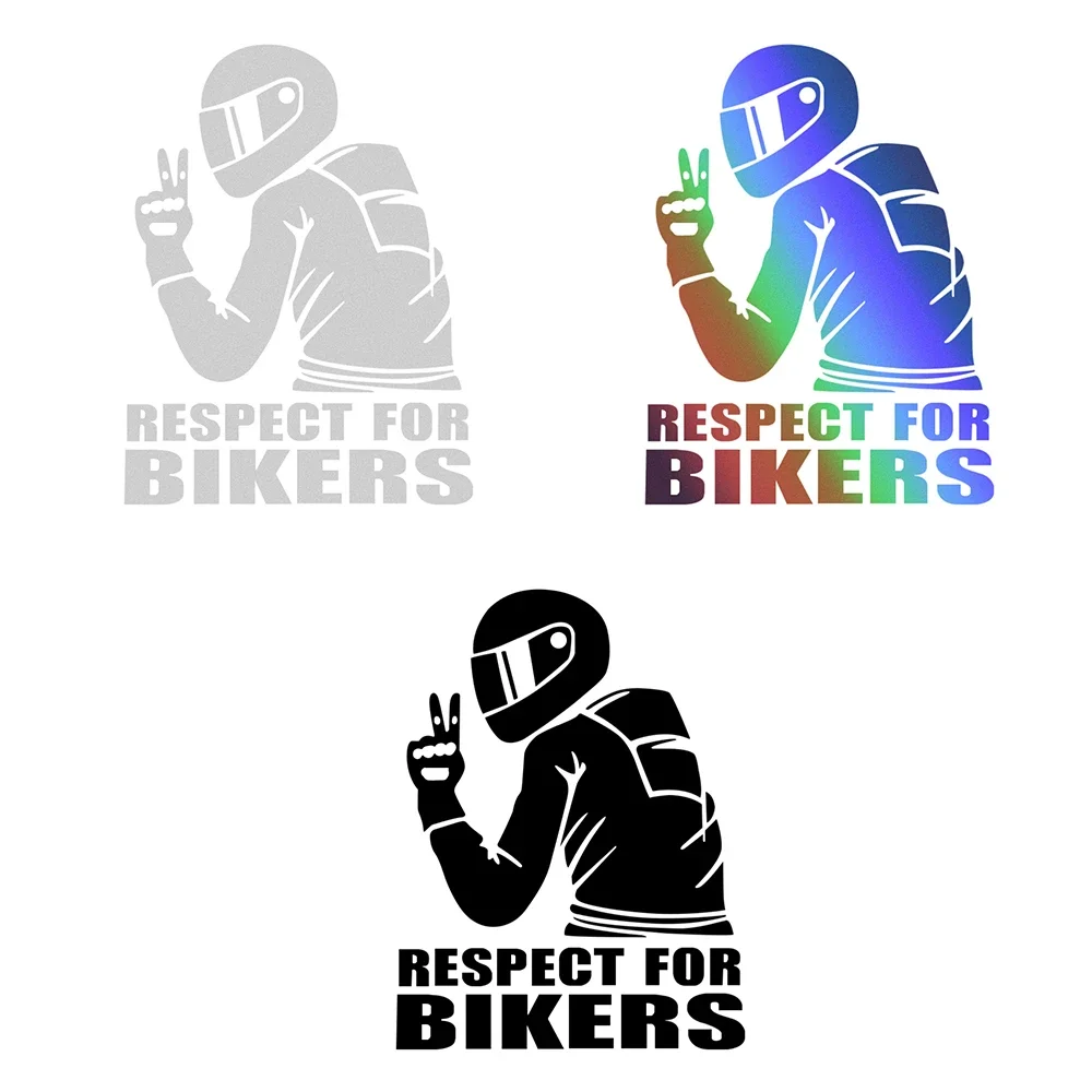 Brand New Respect Bikers Funny Car Stickers Waterproof Reflective Decals Vinyl Bike Motorcycle Styling Decorative PVC,17.5CM - Image 2