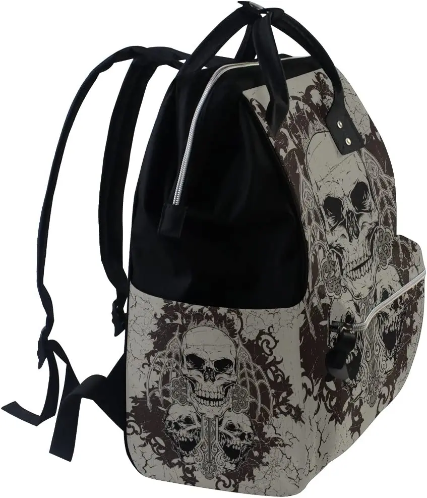 Gothic Punk Skull Mommy Bag Mother Bag Travel Backpack Diaper Bag Daypack Nappy Bags for Baby Care Large Capacity