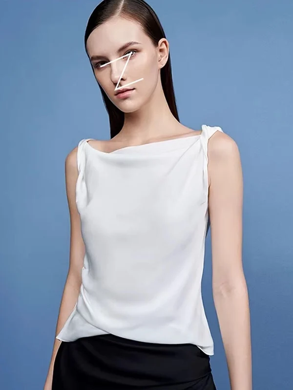 Erosi Minimalist Design Twist Rope Gathered Waist Vest Elegant Slimming Sleeveless Top Summer Outerwear Polyester Fiber