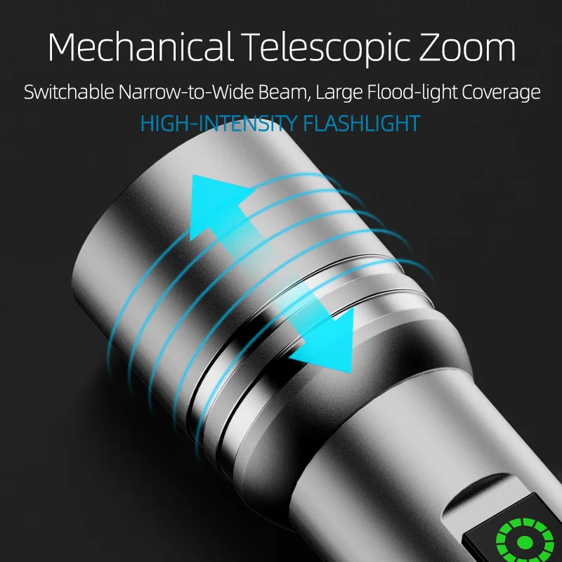 Aluminum Alloy Shell White Laser Flashlight, Strong Light Remote Zoom 6-Speed LED Light, Portable Flashing Warning Flashlight - view 6