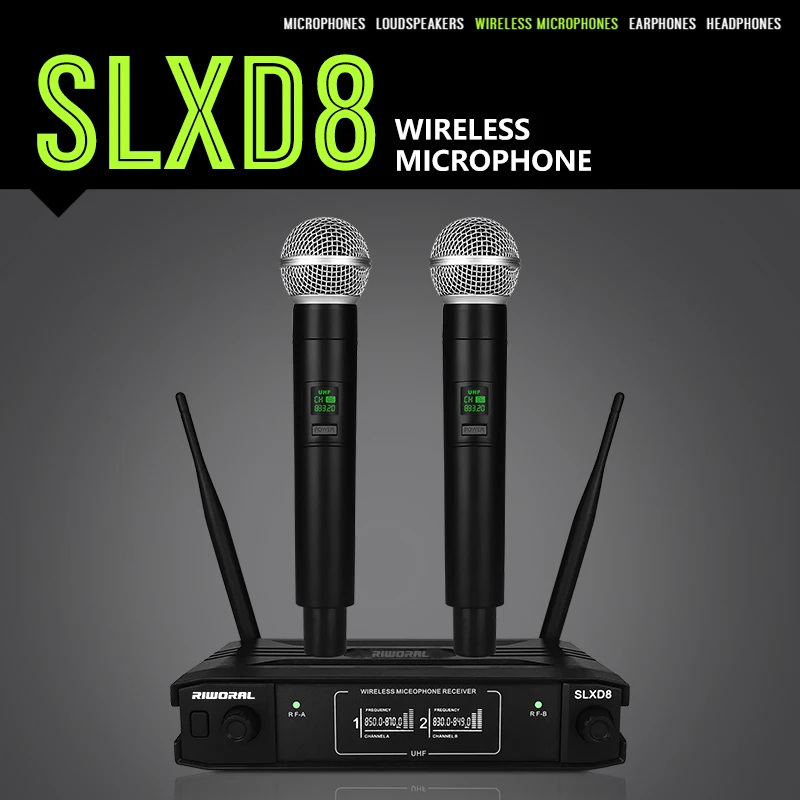2026 SLXD8 Direct 2 Channels Mini Handheld Microphone System Singing Recording Professional UHF Wireless Microphone