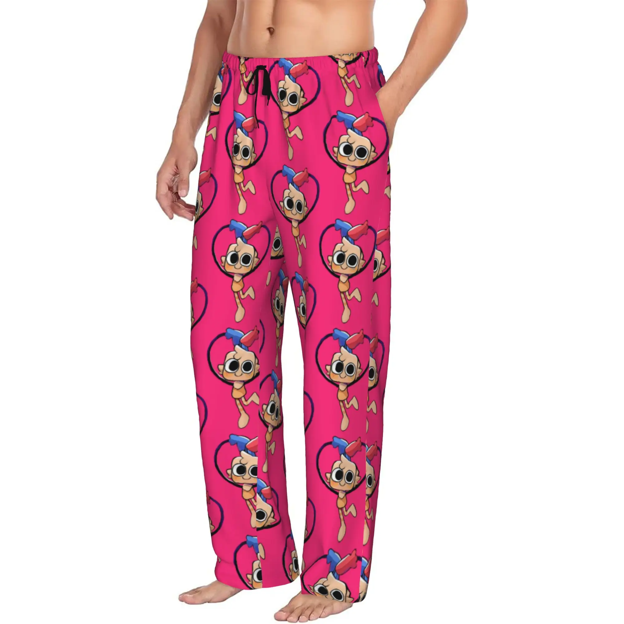 Custom Printed Men's Dandys World Pebble Pajama Pants Game Anime Sleepwear Sleep Lounge Bottoms with Pockets