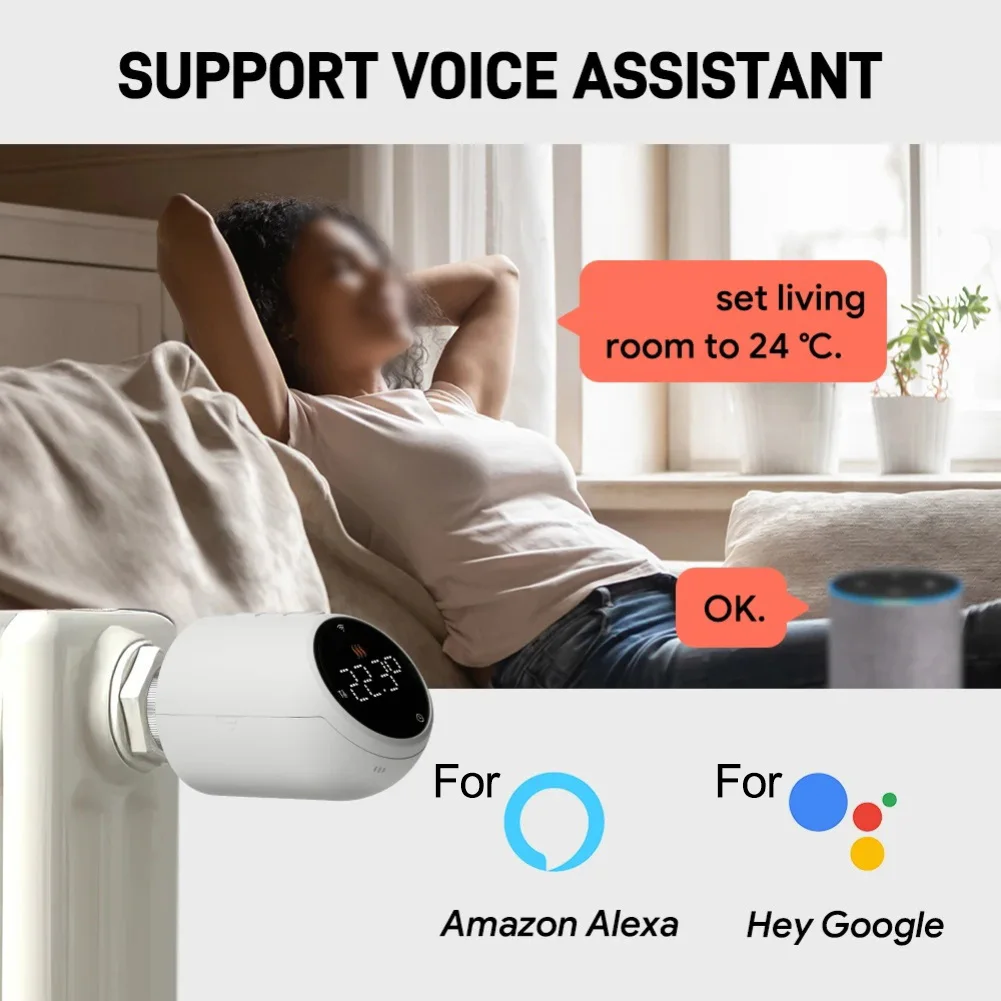 لوحدة تحكم صمام المبرد الحراري Tuya Wifi مع التحكم في تطبيق الهاتف الذكي وتنشيط الصوت لـ Alexa