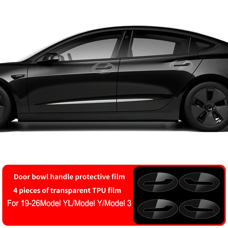 Geeignet für 19-26 Tesla Model YL/ModelY/Model3 Türgriffe TPU-Schutzfolie Türgriffe Türschalenfolie Zubehör-4 Stück – Detail 7