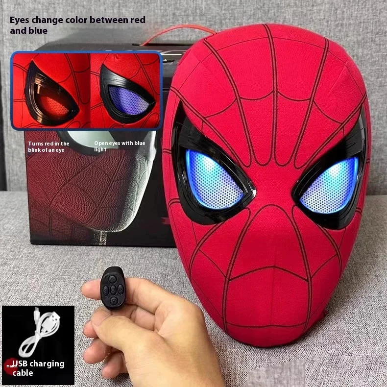 

Remote-Controlled Electric Spider-Man Headgear Red And Black Glowing Cosplay Mask Funny Wearable Halloween Xmas Gift for Fans