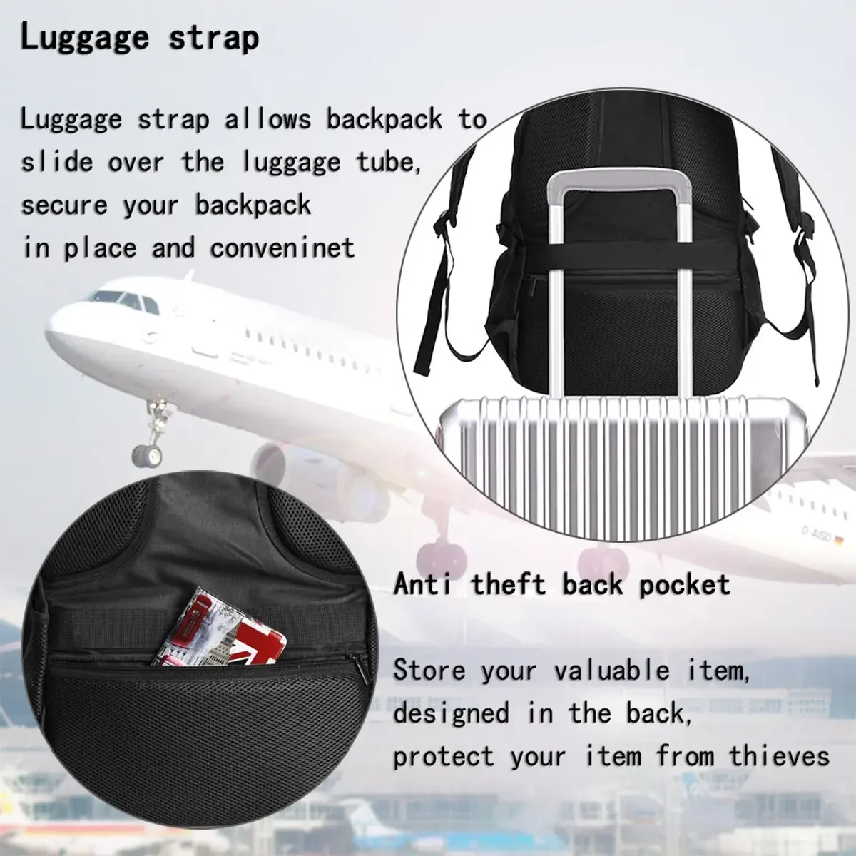 Zaino per laptop da viaggio William Byron 24, zaino da lavoro resistente all'acqua con porta di ricarica USB, borsa universitaria per uomo e donna