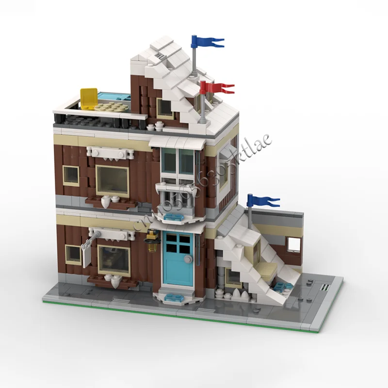 Nowy zestaw 816 elementów MOC-31080, modułowy model zimowego domku, klocki do samodzielnego montażu, kreatywna układanka dla dzieci, zabawki kolekcjonerskie, prezenty.