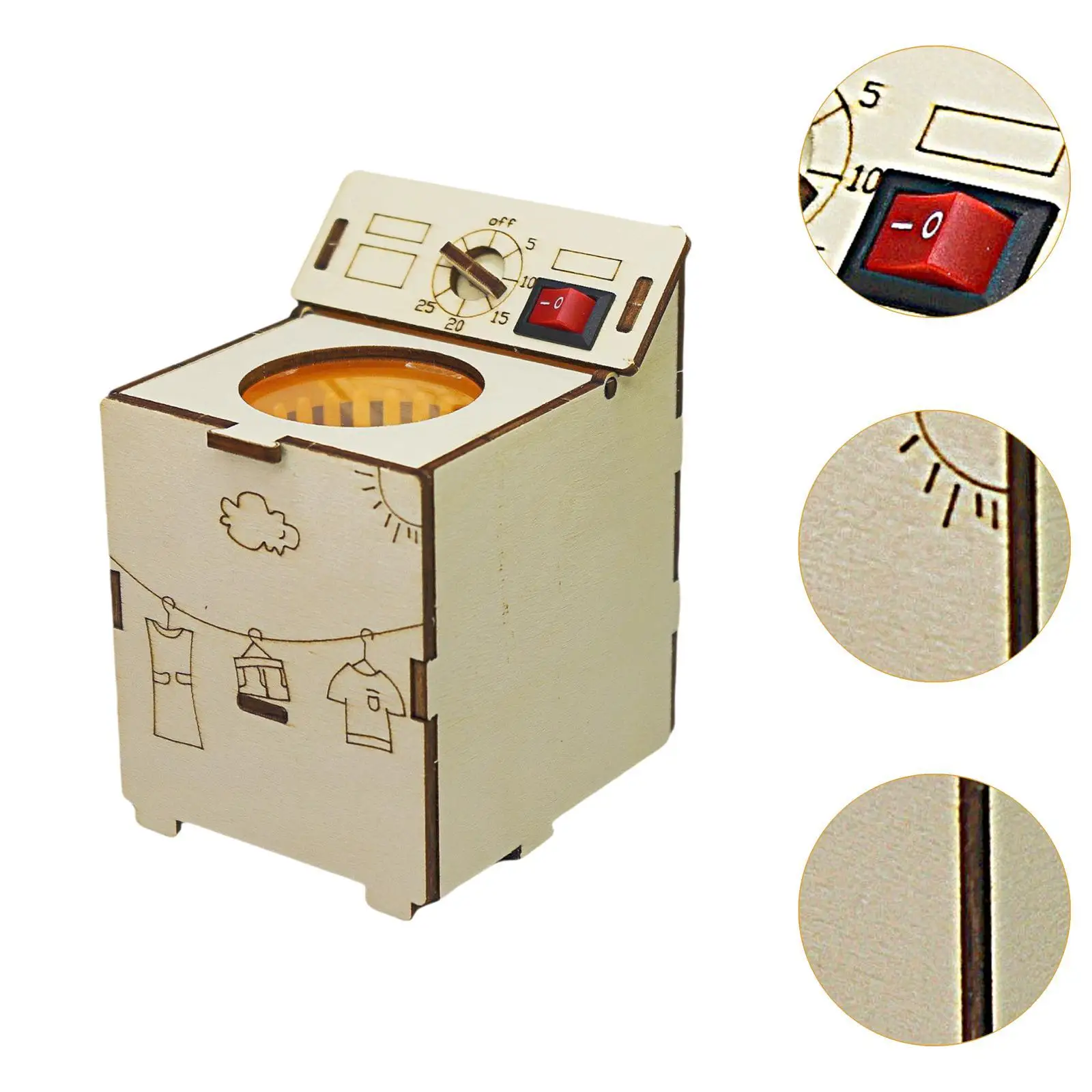 Washing Machine Building Kits Science Projects Experiment Kits Wood Washing Machine Toy for Development Toy