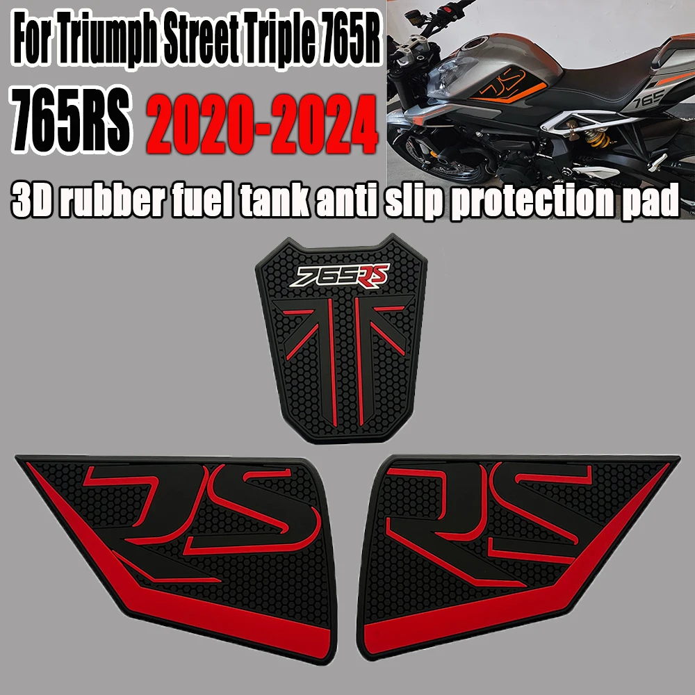 

2023-2024 Motorcycle accessories Non-Slip Side Fuel Tank Stickers Tank Pad Rubber Sticker For Triumph Street Triple765R 765 RS