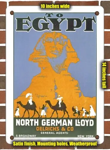 METAL SIGN - 1913 To Egypt North German Lloyd - 10x14 Inches 2