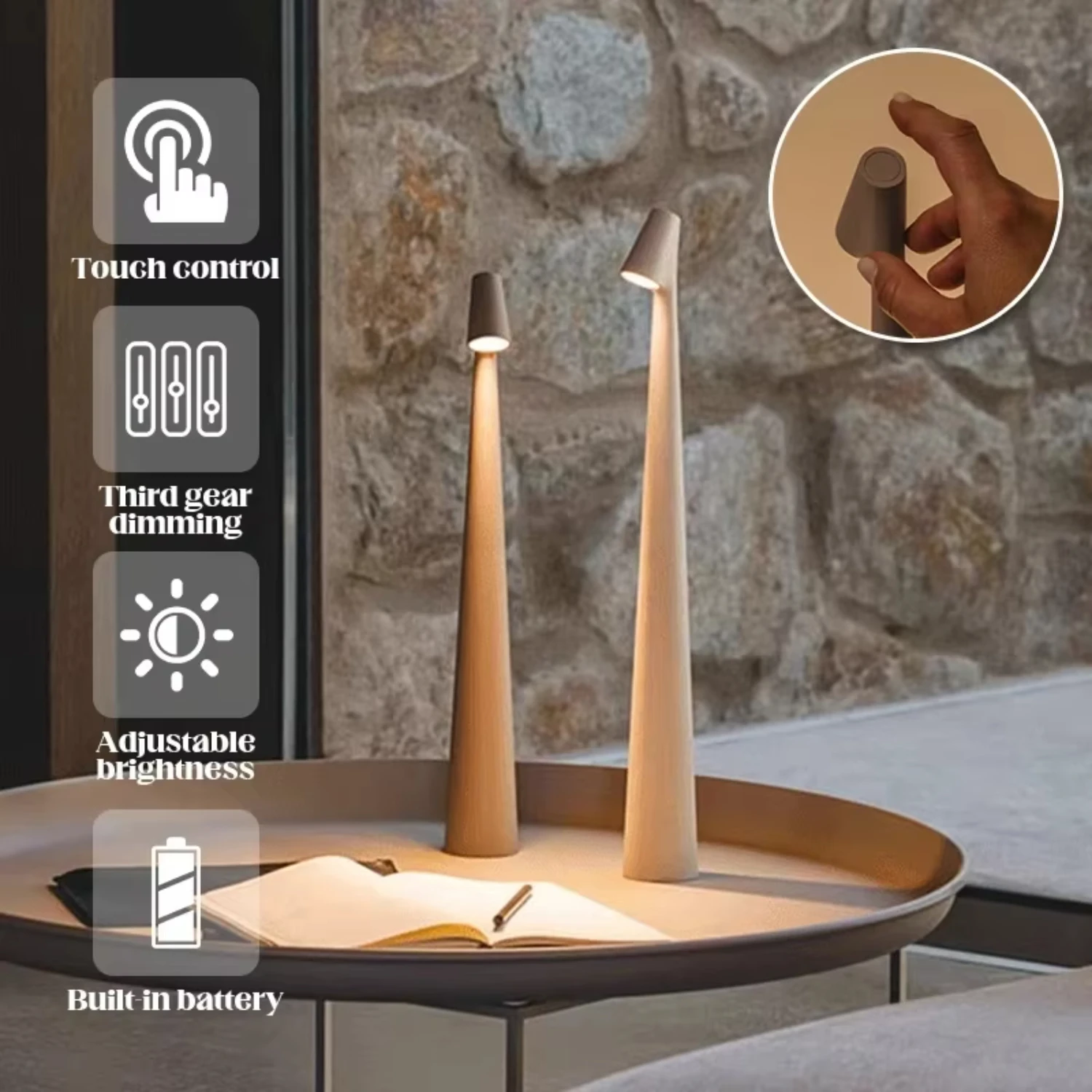 Creative  Table Lamp Portable Reading Desktop Lamp  Dimmable Night Light  Bedside Bedroom Living Room  Decor