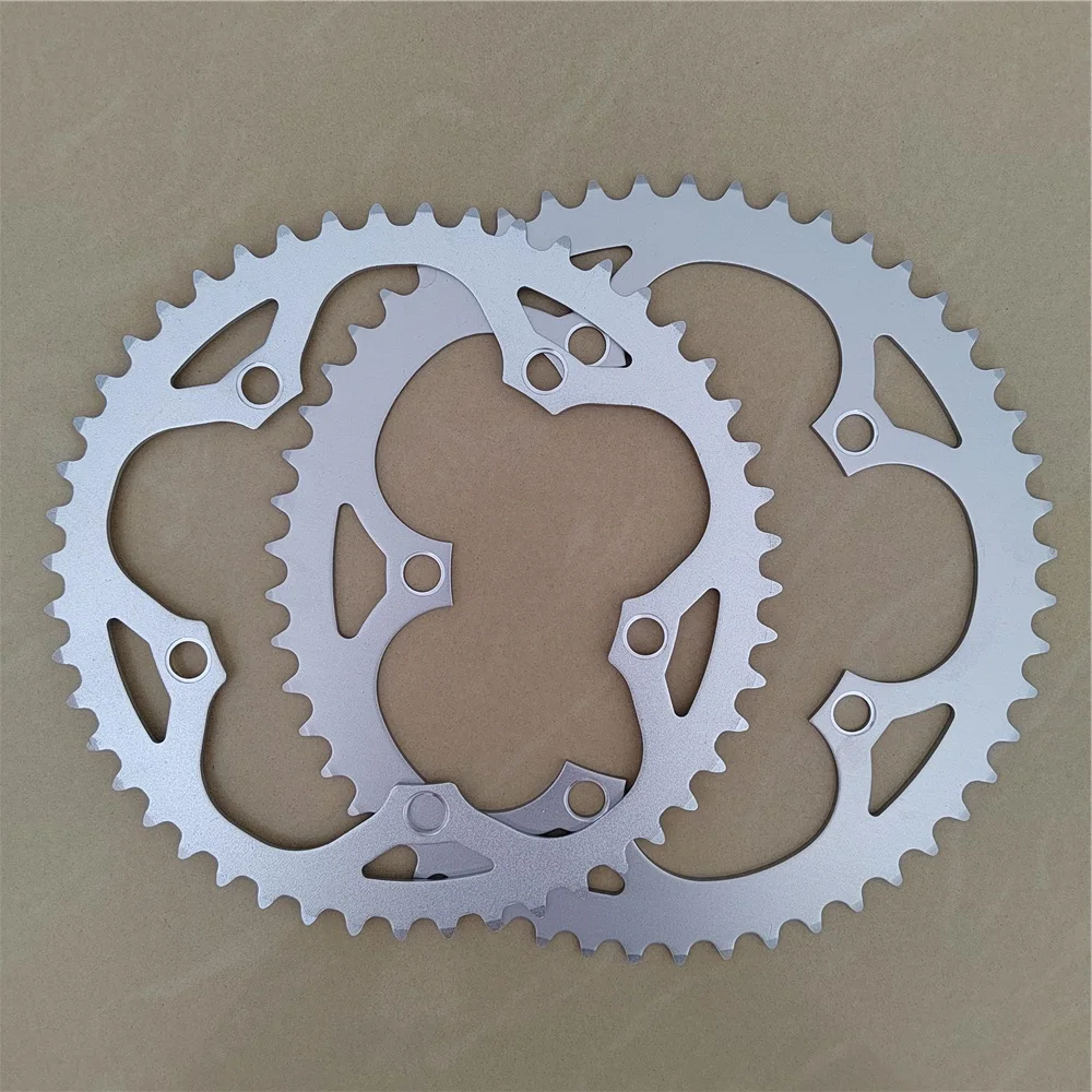 Folding Bicycle Chainwheel Road Bike BCD 130 Hollow Crown MTB Parts Aluminum Alloy Silver 130BCD 48T 50T 52T 53T 56T 7-11 Speed